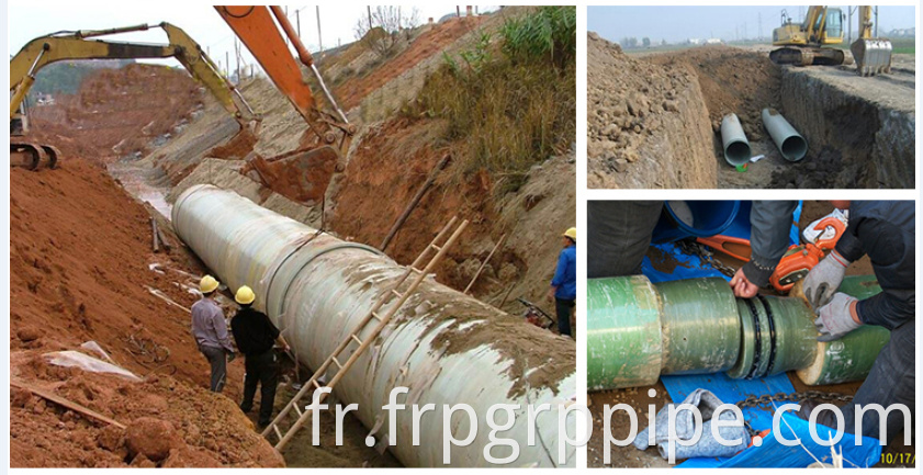 Tuyau d'eau en polymère renforcé en fibres souterraines, tuyau RMP GRP FRP pour les produits chimiques d'huile d'huile de déchets